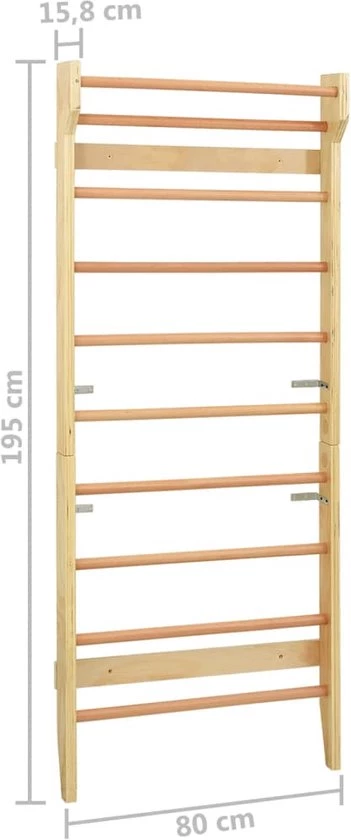 VidaXL Wandklimrek 80x15,8x195 Cm Hout 11 VidaXL Wandklimrek 80x15,8x195 Cm Hout - Afbeelding 11