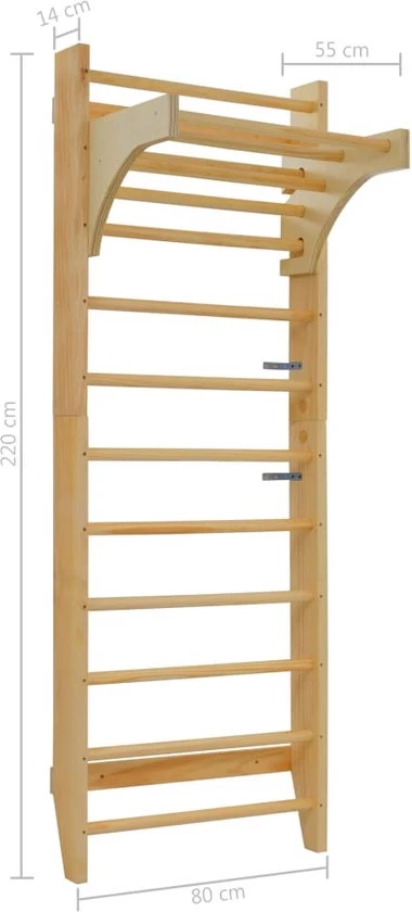 VidaXL Wandklimrek 80x55x220 Cm Hout 12 VidaXL Wandklimrek 80x55x220 Cm Hout - Afbeelding 12
