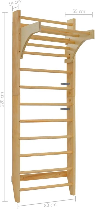 VidaXL Wandklimrek 80x55x220 Cm Hout 10 VidaXL Wandklimrek 80x55x220 Cm Hout - Afbeelding 10