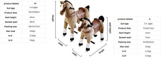 Kids-Horse Rijdend Speelgoed Paard - Melchoir TB-2007M - Bruin 3 Kids-Horse Rijdend Speelgoed Paard - Melchoir TB-2007M - Bruin - Afbeelding 3