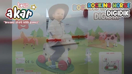 Akar Toys - Rocking Horse – Speelgoed/ Speelgoed 2 Jaar – Hobbelpaard / Hobbeldier / Schommelpaard - Wit/Groen/Rood – 49x57cm 2 Akar Toys - Rocking Horse – Speelgoed/ Speelgoed 2 Jaar – Hobbelpaard / Hobbeldier / Schommelpaard - Wit/Groen/Rood – 49x57cm - Afbeelding 2