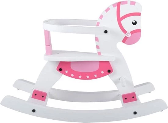 Bandits & Angels Houten Hobbelpaard Met Beugel Wit - Roze 1 Bandits & Angels Houten Hobbelpaard Met Beugel Wit - Roze