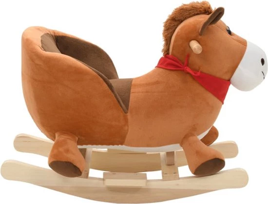 VidaXL Hobbeldier Paard Met Rugleuning 60x32x50 Cm Pluche Bruin 3 VidaXL Hobbeldier Paard Met Rugleuning 60x32x50 Cm Pluche Bruin - Afbeelding 3