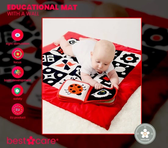 BabySenses For BestCare Contrasterende Educatieve Premium Babymat - Vormen, Wand | Rood-Zwart-Wit | 77x77x40cm | + 0m | Montessori Speelgoed | 100% Katoen | Wasbaar In De Wasmachine | Oeko Tex Standaard 100 5 BabySenses For BestCare Contrasterende Educatieve Premium Babymat - Vormen, Wand | Rood-Zwart-Wit | 77x77x40cm | + 0m | Montessori Speelgoed | 100% Katoen | Wasbaar In De Wasmachine | Oeko Tex Standaard 100 - Afbeelding 5