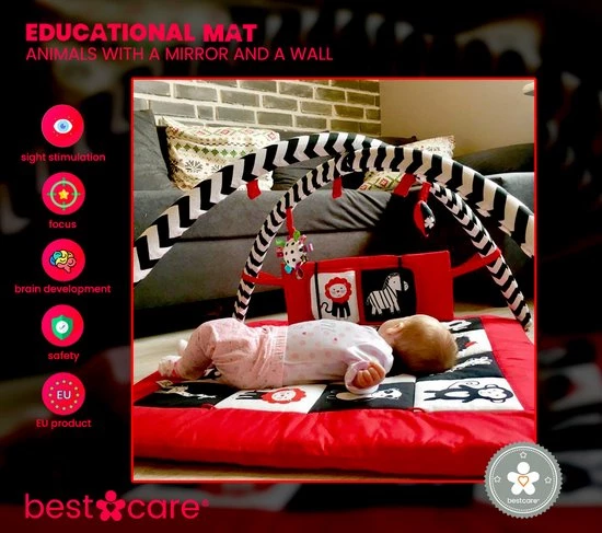 BabySenses For BestCare Contrasterende Educatieve Premium Babymat - Dieren, Wand | Rood, Zwart En Wit | 77x77x40cm | + 0m | Montessori Speelgoed | 100% Katoen | Wasbaar In De Wasmachine | Oeko Tex Standaard 100 5 BabySenses For BestCare Contrasterende Educatieve Premium Babymat - Dieren, Wand | Rood, Zwart En Wit | 77x77x40cm | + 0m | Montessori Speelgoed | 100% Katoen | Wasbaar In De Wasmachine | Oeko Tex Standaard 100 - Afbeelding 5