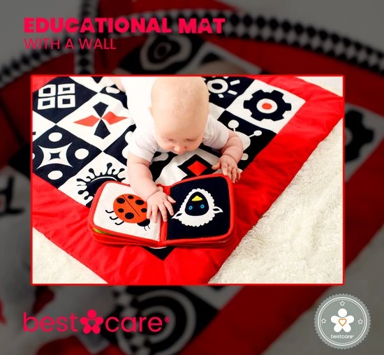 BabySenses For BestCare Contrasterende Educatieve Premium Babymat - Vormen, Wand | Rood-Zwart-Wit | 77x77x40cm | + 0m | Montessori Speelgoed | 100% Katoen | Wasbaar In De Wasmachine | Oeko Tex Standaard 100 3 BabySenses For BestCare Contrasterende Educatieve Premium Babymat - Vormen, Wand | Rood-Zwart-Wit | 77x77x40cm | + 0m | Montessori Speelgoed | 100% Katoen | Wasbaar In De Wasmachine | Oeko Tex Standaard 100 - Afbeelding 3