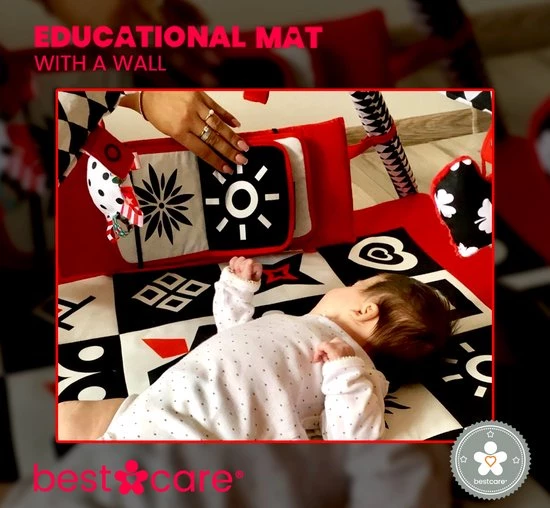 BabySenses For BestCare Contrasterende Educatieve Premium Babymat - Vormen, Wand | Rood-Zwart-Wit | 77x77x40cm | + 0m | Montessori Speelgoed | 100% Katoen | Wasbaar In De Wasmachine | Oeko Tex Standaard 100 8 BabySenses For BestCare Contrasterende Educatieve Premium Babymat - Vormen, Wand | Rood-Zwart-Wit | 77x77x40cm | + 0m | Montessori Speelgoed | 100% Katoen | Wasbaar In De Wasmachine | Oeko Tex Standaard 100 - Afbeelding 8