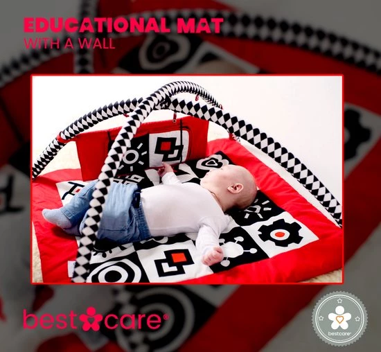 BabySenses For BestCare Contrasterende Educatieve Premium Babymat - Vormen, Wand | Rood-Zwart-Wit | 77x77x40cm | + 0m | Montessori Speelgoed | 100% Katoen | Wasbaar In De Wasmachine | Oeko Tex Standaard 100 9 BabySenses For BestCare Contrasterende Educatieve Premium Babymat - Vormen, Wand | Rood-Zwart-Wit | 77x77x40cm | + 0m | Montessori Speelgoed | 100% Katoen | Wasbaar In De Wasmachine | Oeko Tex Standaard 100 - Afbeelding 9