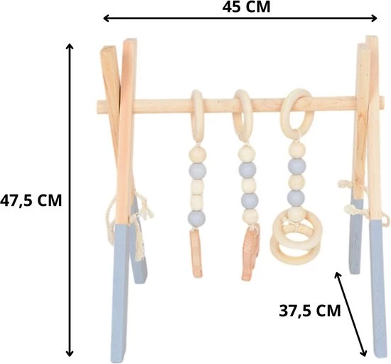 Thuys – Babygym Hout – Speelboog Baby – Speelgoed Baby - Trendy/Hout/Grijs/45x37.5x47.5cm 4 Thuys – Babygym Hout – Speelboog Baby – Speelgoed Baby - Trendy/Hout/Grijs/45x37.5x47.5cm - Afbeelding 4