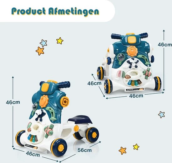 FURNIBELLA - 3-in-1 Baby Zit-naar-Stand Loper, Kinderen Activiteitencentrum, Peuter Wandelwagen, Autorijden, Interactieve Loper, Activiteit Leren Loper Voor Jongen / Meisje, Vroege Ontwikkeling Speelgoed Voor Baby's Op 6-36 Maanden (Blauw) 8 FURNIBELLA - 3-in-1 Baby Zit-naar-Stand Loper, Kinderen Activiteitencentrum, Peuter Wandelwagen, Autorijden, Interactieve Loper, Activiteit Leren Loper Voor Jongen / Meisje, Vroege Ontwikkeling Speelgoed Voor Baby's Op 6-36 Maanden (Blauw) - Afbeelding 8