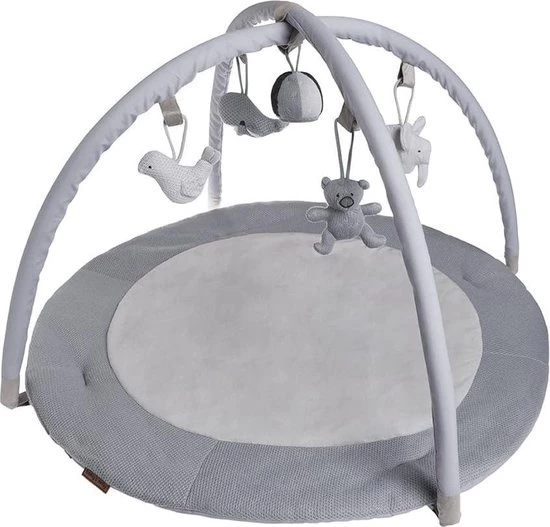 Baby's Only Rond Baby Speelkleed Met Boog - Baby Gym - Playmat - Speelmat - Zilvergrijs/Grijs/Wit - 87 Cm - Gebreide Figuurtjes 1 Baby's Only Rond Baby Speelkleed Met Boog - Baby Gym - Playmat - Speelmat - Zilvergrijs/Grijs/Wit - 87 Cm - Gebreide Figuurtjes