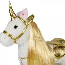 Infantastic GoodVibes - Hobbelpaard Voor Kinderen - Schommelpaard Unicorn - Stevige Constructie - Knuffelzacht Met Geluidseffecten - Gouden Eenhoorn -babygyms Winkel 550x528 12