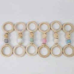 Merkloos BIJTSPEELGOED- RINGKETTING 100% Organische Houten Baby Grijp-bijtspeelgoed 3 M + WIT -babygyms Winkel 550x530 8