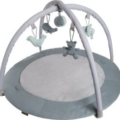Baby's Only Rond Baby Speelkleed Met Boog - Baby Gym - Playmat - Speelmat - Stonegreen/Mint/Wit - 87 Cm - Gebreide Figuurtjes