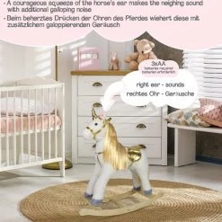 Infantastic GoodVibes - Hobbelpaard Voor Kinderen - Schommelpaard Unicorn - Stevige Constructie - Knuffelzacht Met Geluidseffecten - Gouden Eenhoorn -babygyms Winkel 550x534 10