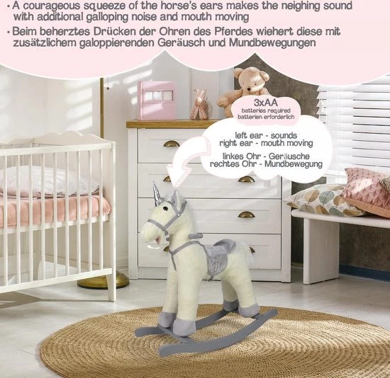 Infantastic GoodVibes - Hobbelpaard Voor Kinderen - Schommelpaard Silver Unicorn - Stevige Constructie - Knuffelzacht Met Geluidseffecten - Zilveren Eenhoorn 11 Infantastic GoodVibes - Hobbelpaard Voor Kinderen - Schommelpaard Silver Unicorn - Stevige Constructie - Knuffelzacht Met Geluidseffecten - Zilveren Eenhoorn - Afbeelding 11
