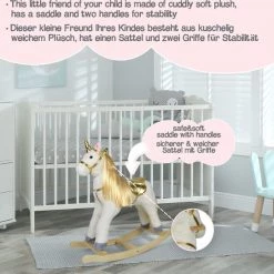 Infantastic GoodVibes - Hobbelpaard Voor Kinderen - Schommelpaard Unicorn - Stevige Constructie - Knuffelzacht Met Geluidseffecten - Gouden Eenhoorn -babygyms Winkel 550x541 15