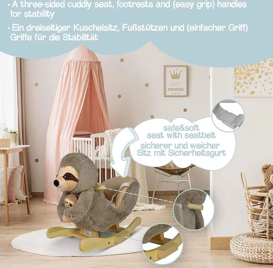 Infantastic Hobbelpaard - Hobbeldier - Schommelpaard - Vanaf 10 Maanden - Met Geluid - 61 X 32 X 52 Cm - Pluche - Bruin 2 Infantastic Hobbelpaard - Hobbeldier - Schommelpaard - Vanaf 10 Maanden - Met Geluid - 61 X 32 X 52 Cm - Pluche - Bruin - Afbeelding 2