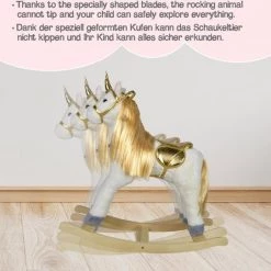 Infantastic GoodVibes - Hobbelpaard Voor Kinderen - Schommelpaard Unicorn - Stevige Constructie - Knuffelzacht Met Geluidseffecten - Gouden Eenhoorn -babygyms Winkel 550x542 16
