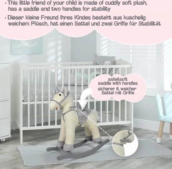Infantastic GoodVibes - Hobbelpaard Voor Kinderen - Schommelpaard Silver Unicorn - Stevige Constructie - Knuffelzacht Met Geluidseffecten - Zilveren Eenhoorn 3 Infantastic GoodVibes - Hobbelpaard Voor Kinderen - Schommelpaard Silver Unicorn - Stevige Constructie - Knuffelzacht Met Geluidseffecten - Zilveren Eenhoorn - Afbeelding 3