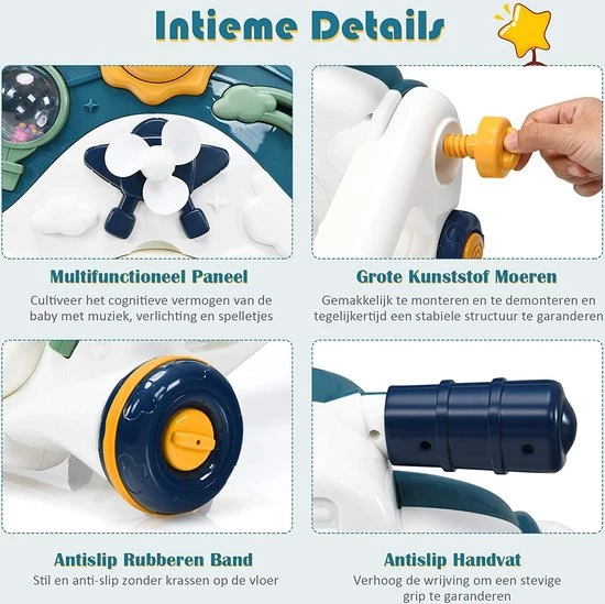 FURNIBELLA - 3-in-1 Baby Zit-naar-Stand Loper, Kinderen Activiteitencentrum, Peuter Wandelwagen, Autorijden, Interactieve Loper, Activiteit Leren Loper Voor Jongen / Meisje, Vroege Ontwikkeling Speelgoed Voor Baby's Op 6-36 Maanden (Blauw) 5 FURNIBELLA - 3-in-1 Baby Zit-naar-Stand Loper, Kinderen Activiteitencentrum, Peuter Wandelwagen, Autorijden, Interactieve Loper, Activiteit Leren Loper Voor Jongen / Meisje, Vroege Ontwikkeling Speelgoed Voor Baby's Op 6-36 Maanden (Blauw) - Afbeelding 5