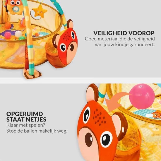 Buxibo - Baby Gym Ballenbak Inclusief 30 Ballen - Activity Centre Voor Baby/Peuter - Speelkleed/Ballenbak Inclusief Opbergzak Voor De Ballen - Beertje 2 Buxibo - Baby Gym Ballenbak Inclusief 30 Ballen - Activity Centre Voor Baby/Peuter - Speelkleed/Ballenbak Inclusief Opbergzak Voor De Ballen - Beertje - Afbeelding 2