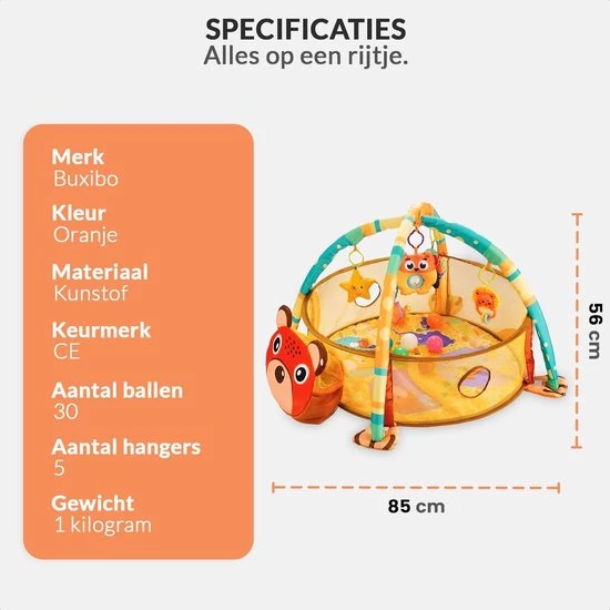 Buxibo - Baby Gym Ballenbak Inclusief 30 Ballen - Activity Centre Voor Baby/Peuter - Speelkleed/Ballenbak Inclusief Opbergzak Voor De Ballen - Beertje 4 Buxibo - Baby Gym Ballenbak Inclusief 30 Ballen - Activity Centre Voor Baby/Peuter - Speelkleed/Ballenbak Inclusief Opbergzak Voor De Ballen - Beertje - Afbeelding 4