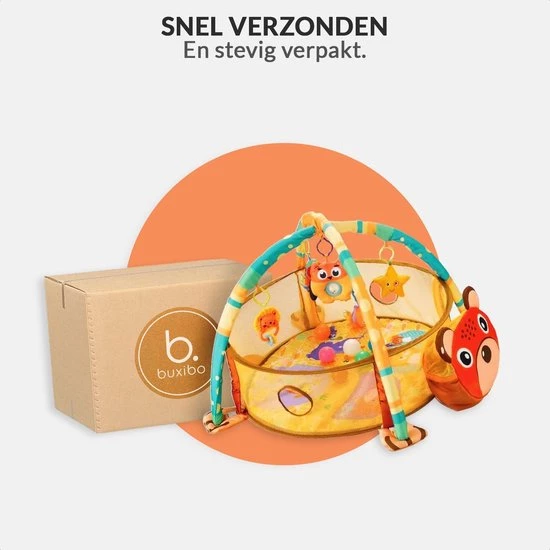 Buxibo - Baby Gym Ballenbak Inclusief 30 Ballen - Activity Centre Voor Baby/Peuter - Speelkleed/Ballenbak Inclusief Opbergzak Voor De Ballen - Beertje 5 Buxibo - Baby Gym Ballenbak Inclusief 30 Ballen - Activity Centre Voor Baby/Peuter - Speelkleed/Ballenbak Inclusief Opbergzak Voor De Ballen - Beertje - Afbeelding 5