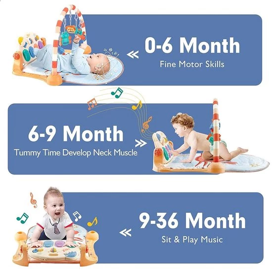 Deluxe HB Babygym - Baby Speelgoed Voor Kinderen 0 3 6 12 Maanden, Speel Mat Baby Met Speel Arch And Piano, Step And Play Piano Mat Voor Pasgeborenen Peuters (WK 02129) 2 Deluxe HB Babygym - Baby Speelgoed Voor Kinderen 0 3 6 12 Maanden, Speel Mat Baby Met Speel Arch And Piano, Step And Play Piano Mat Voor Pasgeborenen Peuters (WK 02129) - Afbeelding 2
