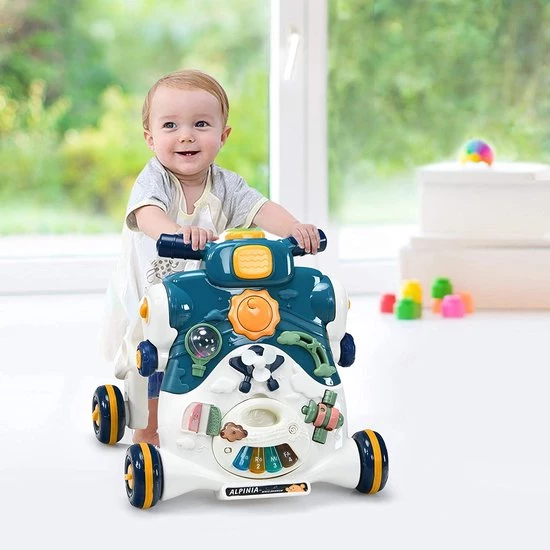 FURNIBELLA - 3-in-1 Baby Zit-naar-Stand Loper, Kinderen Activiteitencentrum, Peuter Wandelwagen, Autorijden, Interactieve Loper, Activiteit Leren Loper Voor Jongen / Meisje, Vroege Ontwikkeling Speelgoed Voor Baby's Op 6-36 Maanden (Blauw) 2 FURNIBELLA - 3-in-1 Baby Zit-naar-Stand Loper, Kinderen Activiteitencentrum, Peuter Wandelwagen, Autorijden, Interactieve Loper, Activiteit Leren Loper Voor Jongen / Meisje, Vroege Ontwikkeling Speelgoed Voor Baby's Op 6-36 Maanden (Blauw) - Afbeelding 2