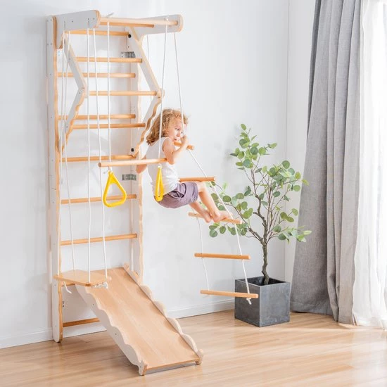 YJZQ Peuterspeelset Binnenspeeltuin Jungle Gym Set- Hout 6-in-1 Multifunctionele Klimrekken/muurbeugels/Ladderklimmer/ Glijbaan/schommel/optrekgedeelte/ Ringen-Rotsklimmen Voor Kinderen Draagvermogen 50kg 1 YJZQ Peuterspeelset Binnenspeeltuin Jungle Gym Set- Hout 6-in-1 Multifunctionele Klimrekken/muurbeugels/Ladderklimmer/ Glijbaan/schommel/optrekgedeelte/ Ringen-Rotsklimmen Voor Kinderen Draagvermogen 50kg