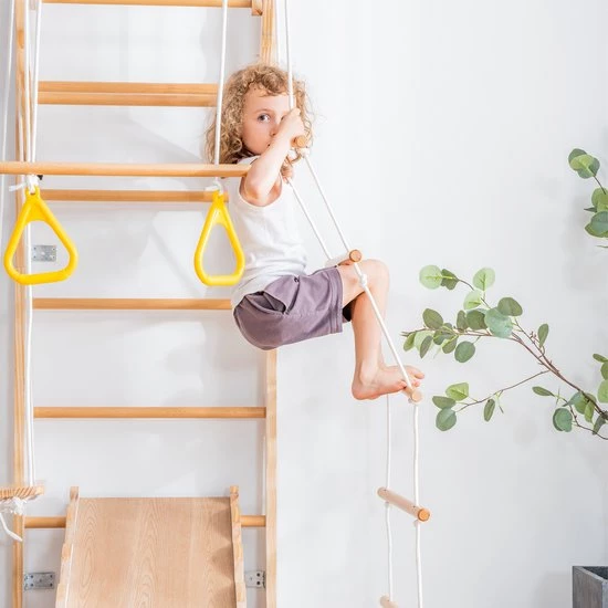 YJZQ Peuterspeelset Binnenspeeltuin Jungle Gym Set- Hout 6-in-1 Multifunctionele Klimrekken/muurbeugels/Ladderklimmer/ Glijbaan/schommel/optrekgedeelte/ Ringen-Rotsklimmen Voor Kinderen Draagvermogen 50kg 13 YJZQ Peuterspeelset Binnenspeeltuin Jungle Gym Set- Hout 6-in-1 Multifunctionele Klimrekken/muurbeugels/Ladderklimmer/ Glijbaan/schommel/optrekgedeelte/ Ringen-Rotsklimmen Voor Kinderen Draagvermogen 50kg - Afbeelding 13