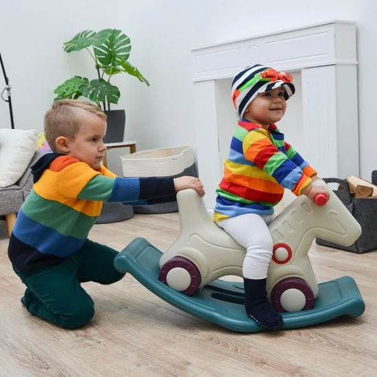 LittleTom 2-in-1 Hobbelpaard En Voertuig - Kinderen Vanaf 1 Jaar - Baby Hobbeldier Binnen En Buiten 2 LittleTom 2-in-1 Hobbelpaard En Voertuig - Kinderen Vanaf 1 Jaar - Baby Hobbeldier Binnen En Buiten - Afbeelding 2