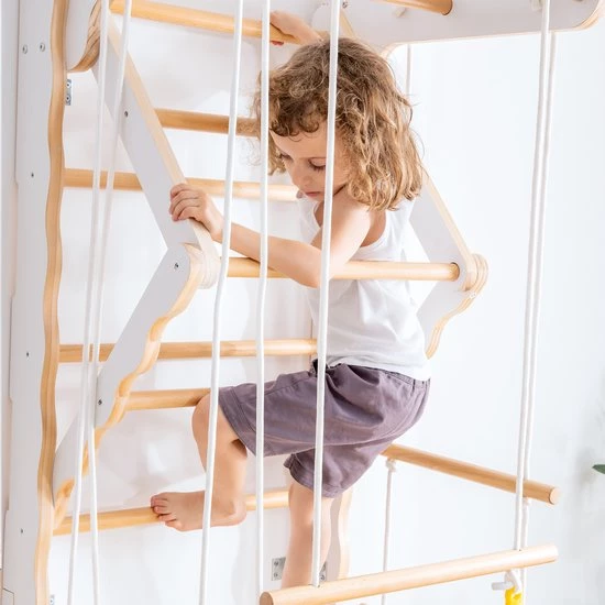 YJZQ Peuterspeelset Binnenspeeltuin Jungle Gym Set- Hout 6-in-1 Multifunctionele Klimrekken/muurbeugels/Ladderklimmer/ Glijbaan/schommel/optrekgedeelte/ Ringen-Rotsklimmen Voor Kinderen Draagvermogen 50kg 15 YJZQ Peuterspeelset Binnenspeeltuin Jungle Gym Set- Hout 6-in-1 Multifunctionele Klimrekken/muurbeugels/Ladderklimmer/ Glijbaan/schommel/optrekgedeelte/ Ringen-Rotsklimmen Voor Kinderen Draagvermogen 50kg - Afbeelding 15