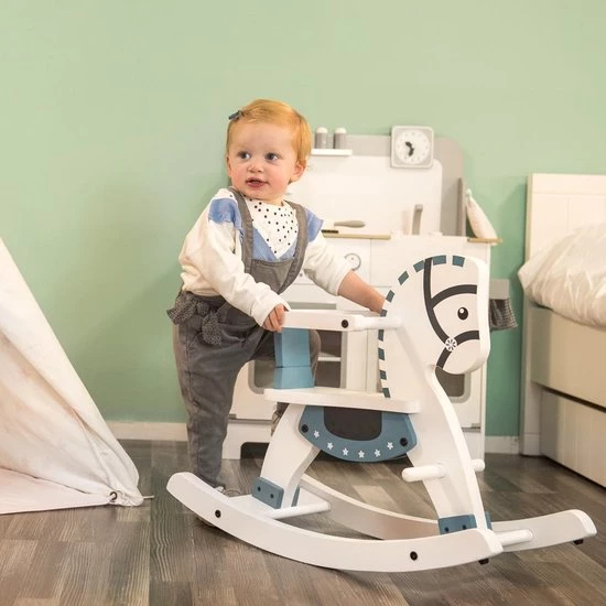 Bandits & Angels Houten Hobbelpaard Met Beugel Wit - Grijs 2 Bandits & Angels Houten Hobbelpaard Met Beugel Wit - Grijs - Afbeelding 2