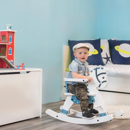 Bandits & Angels Houten Hobbelpaard Met Beugel Wit - Grijs 3 Bandits & Angels Houten Hobbelpaard Met Beugel Wit - Grijs - Afbeelding 3