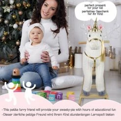 Infantastic GoodVibes - Hobbelpaard Voor Kinderen - Schommelpaard Unicorn - Stevige Constructie - Knuffelzacht Met Geluidseffecten - Gouden Eenhoorn -babygyms Winkel 550x550 756