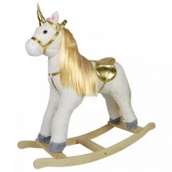 Infantastic GoodVibes - Hobbelpaard Voor Kinderen - Schommelpaard Unicorn - Stevige Constructie - Knuffelzacht Met Geluidseffecten - Gouden Eenhoorn -babygyms Winkel 550x550 757