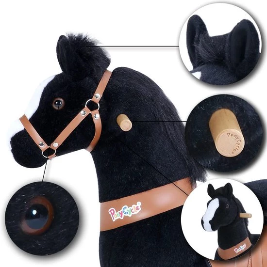 PonyCycle Zwart Met Witte Bles, Klein - U326 2 PonyCycle Zwart Met Witte Bles, Klein - U326 - Afbeelding 2