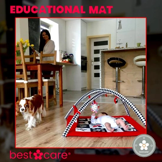 BabySenses For BestCare Contrasterende Educatieve Premium Babymat - Vormen | Rood, Zwart En Wit | 77x77x40cm | + 0m | Montessori Speelgoed | 100% Katoen | Machine Wasbaar | Oeko Tex Standard 100 3 BabySenses For BestCare Contrasterende Educatieve Premium Babymat - Vormen | Rood, Zwart En Wit | 77x77x40cm | + 0m | Montessori Speelgoed | 100% Katoen | Machine Wasbaar | Oeko Tex Standard 100 - Afbeelding 3