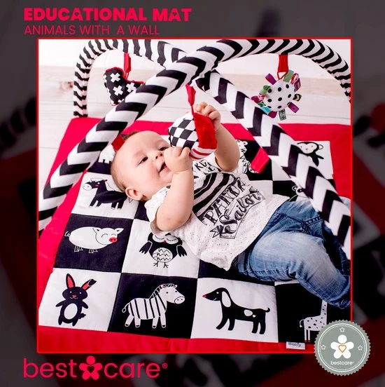BabySenses For BestCare Contrasterende Educatieve Premium Babymat - Dieren, Wand | Rood, Zwart En Wit | 77x77x40cm | + 0m | Montessori Speelgoed | 100% Katoen | Wasbaar In De Wasmachine | Oeko Tex Standaard 100 3 BabySenses For BestCare Contrasterende Educatieve Premium Babymat - Dieren, Wand | Rood, Zwart En Wit | 77x77x40cm | + 0m | Montessori Speelgoed | 100% Katoen | Wasbaar In De Wasmachine | Oeko Tex Standaard 100 - Afbeelding 3