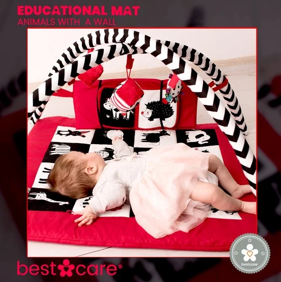 BabySenses For BestCare Contrasterende Educatieve Premium Babymat - Dieren, Wand | Rood, Zwart En Wit | 77x77x40cm | + 0m | Montessori Speelgoed | 100% Katoen | Wasbaar In De Wasmachine | Oeko Tex Standaard 100 7 BabySenses For BestCare Contrasterende Educatieve Premium Babymat - Dieren, Wand | Rood, Zwart En Wit | 77x77x40cm | + 0m | Montessori Speelgoed | 100% Katoen | Wasbaar In De Wasmachine | Oeko Tex Standaard 100 - Afbeelding 7