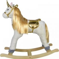 Infantastic GoodVibes - Hobbelpaard Voor Kinderen - Schommelpaard Unicorn - Stevige Constructie - Knuffelzacht Met Geluidseffecten - Gouden Eenhoorn -babygyms Winkel 550x561 3