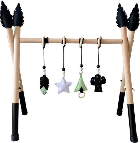 Merkloos Babygym Hout Zwart 1 Merkloos Babygym Hout Zwart