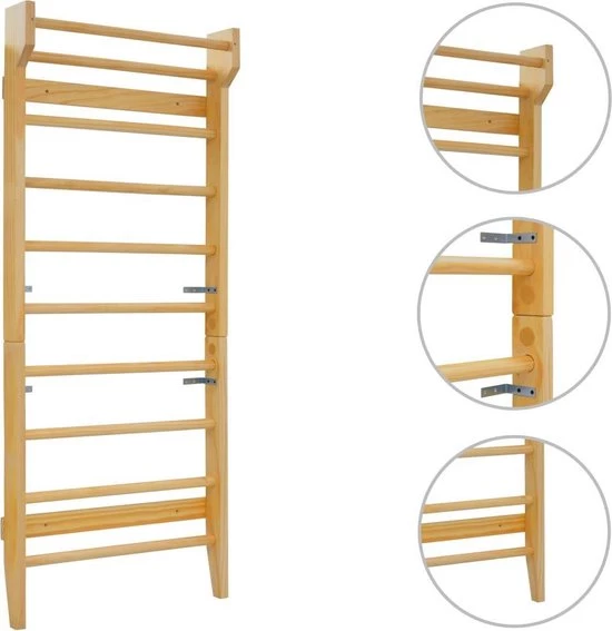 VidaXL Wandklimrek 80x15,8x195 Cm Hout 1 VidaXL Wandklimrek 80x15,8x195 Cm Hout