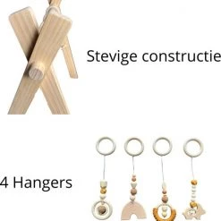 InnoFriends - Babygym - Hout - 4 Hangers - Baby Cadeau - Kraam Cadeau - Babyshower - Baby Speelgoed 0 Jaar -babygyms Winkel 550x569