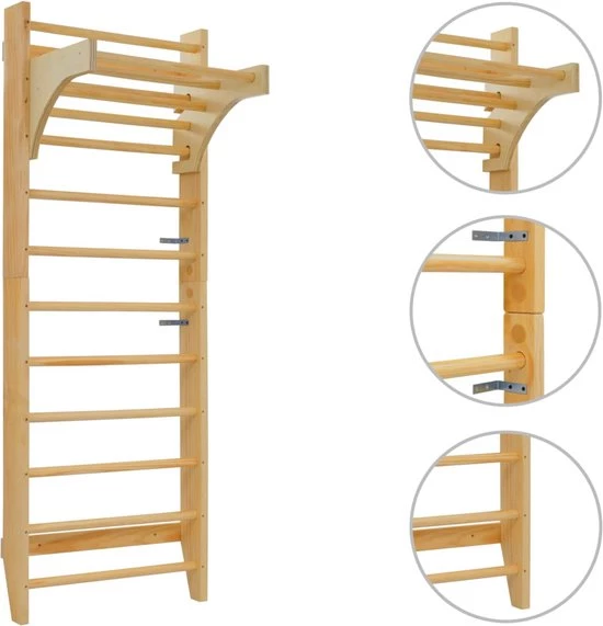 VidaXL Wandklimrek 80x55x220 Cm Hout 1 VidaXL Wandklimrek 80x55x220 Cm Hout