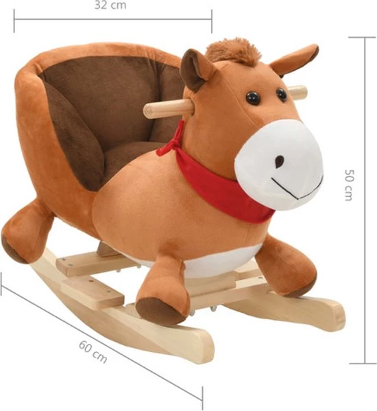 VidaXL Hobbeldier Paard Met Rugleuning 60x32x50 Cm Pluche Bruin 2 VidaXL Hobbeldier Paard Met Rugleuning 60x32x50 Cm Pluche Bruin - Afbeelding 2