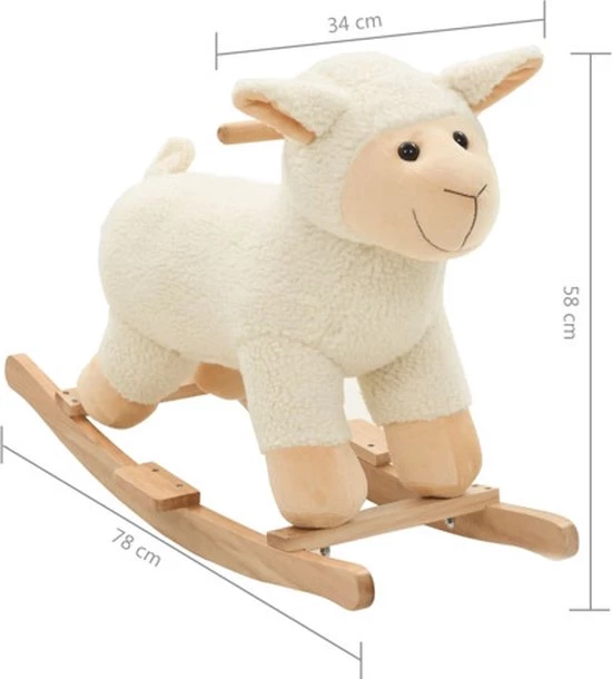 VidaXL Hobbeldier Schaap 78x34x58 Cm Pluche Wit 2 VidaXL Hobbeldier Schaap 78x34x58 Cm Pluche Wit - Afbeelding 2
