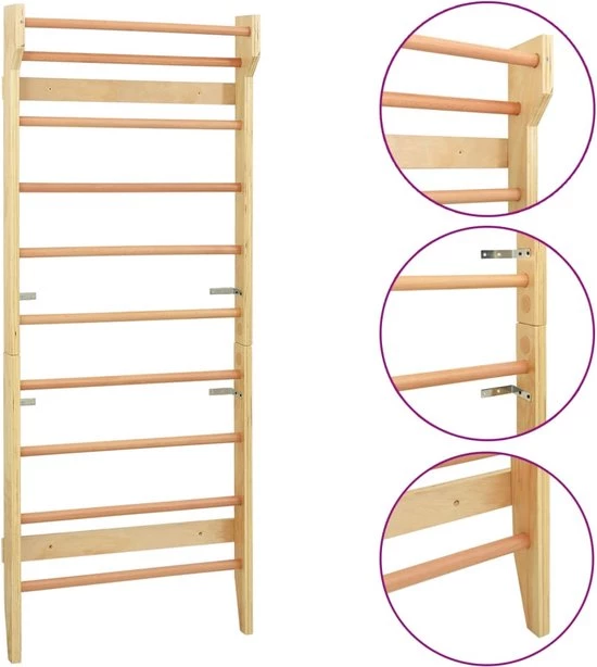 VidaXL Wandklimrek 80x15,8x195 Cm Hout 10 VidaXL Wandklimrek 80x15,8x195 Cm Hout - Afbeelding 10